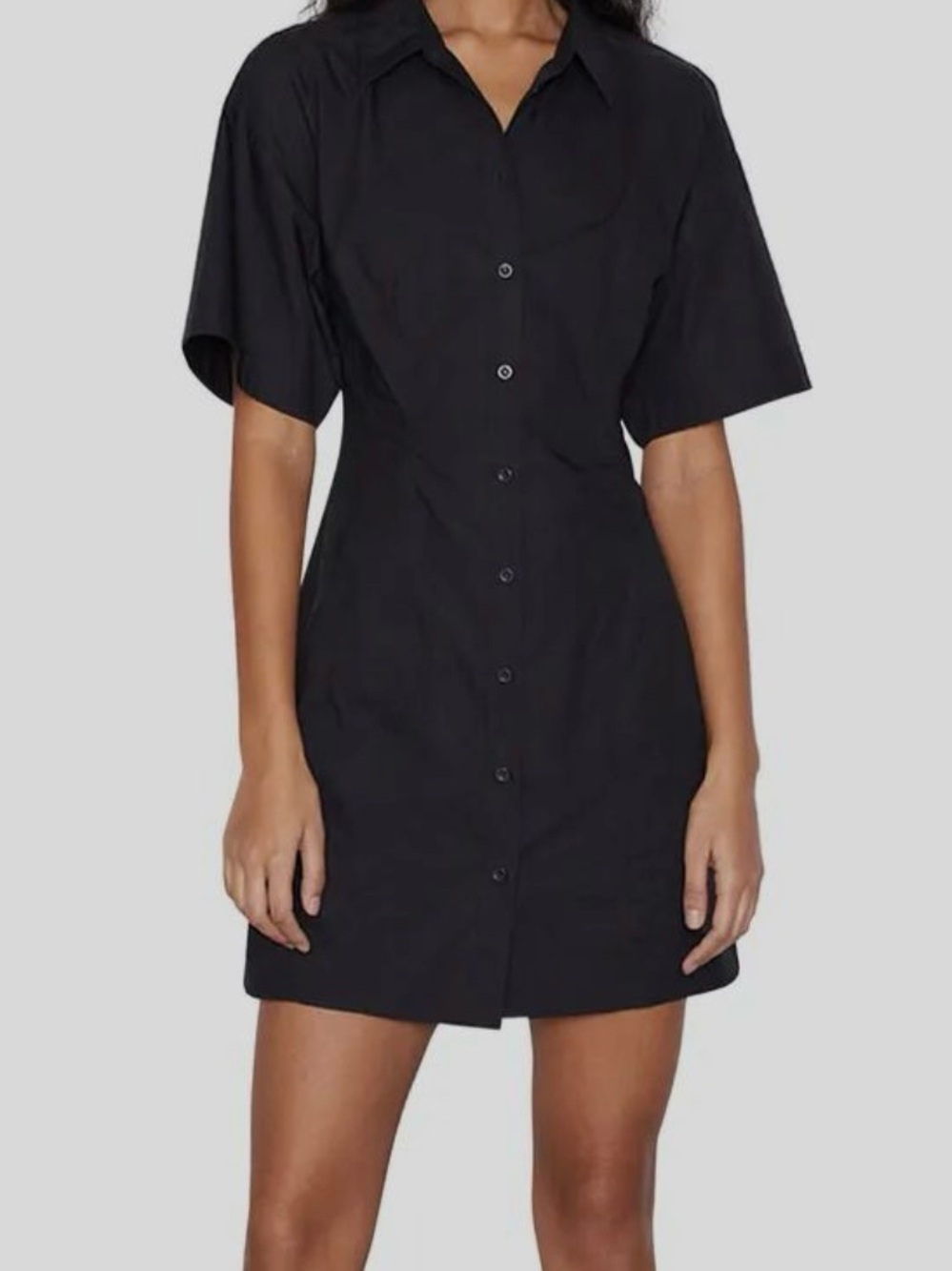 Frame Denim Black Button-Front Mini Dress